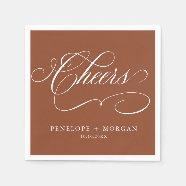 Serviette En Papier Calligraphie moderne intemporelle Terracotta maria (Devant)