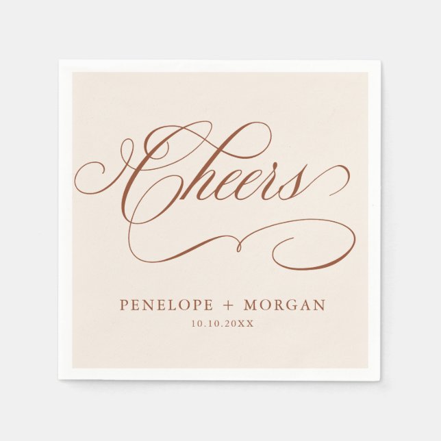 Serviette En Papier Calligraphie moderne intemporelle Terracotta maria (Devant)