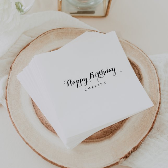 Serviette En Papier Calligraphie moderne Joyeux anniversaire (Créateur téléchargé)