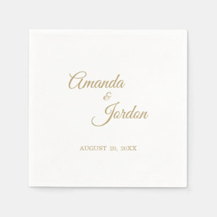 Serviette En Papier Calligraphie Or Simple Cocktail Napkin
