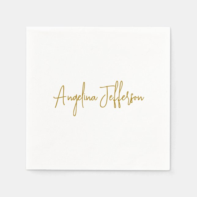 Serviette En Papier Calligraphie professionnelle Elegant or couleur (Devant)