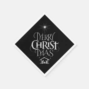 Serviette En Papier Calligraphie religieuse de tableau de Joyeux Noël