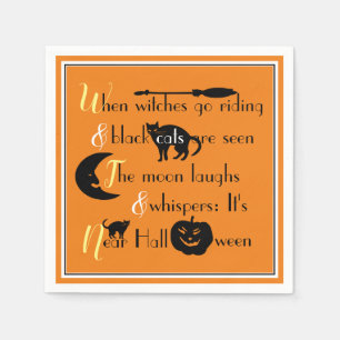 Serviette En Papier Calligraphie rétro Poème traditionnel d'Halloween