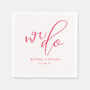 Serviette En Papier Calligraphie Rose Corail Élégant