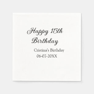 Serviette En Papier calligraphie simple minimum heureux 15e anniversai