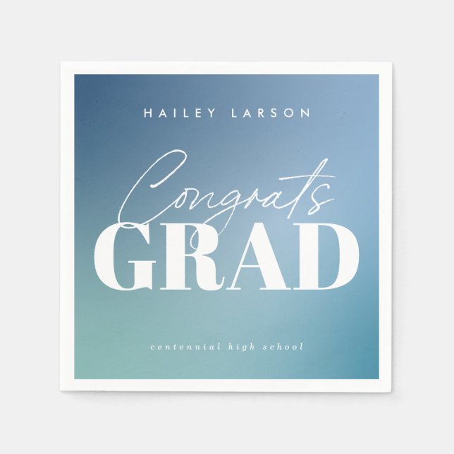 Serviette En Papier Calligraphie tendance Blue Gradient Graduation (Devant)