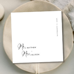Serviette En Papier Calligraphie unique personnalisée M. & Mme Mariage