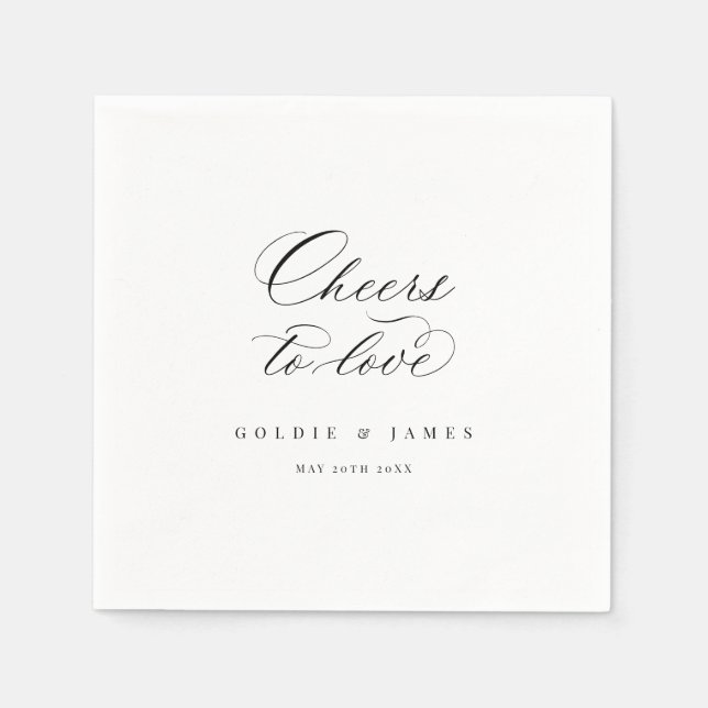 Serviette En Papier Calligraphy Cheers Napkin Wedding Party Bar Decor (Devant)