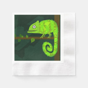 Serviette En Papier Caméléon vert mignon