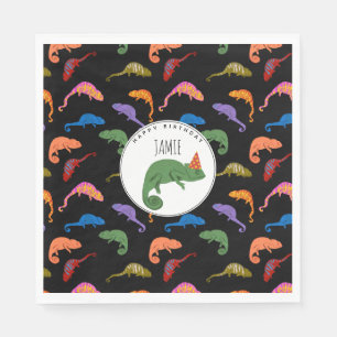 Serviette En Papier Caméléons Reptile Coloré Lézards Anniversaire Enfa