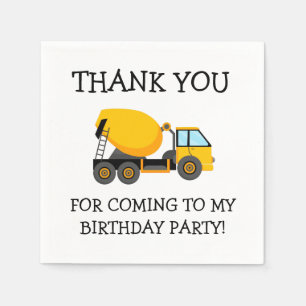 Serviette En Papier Camion à ciment jaune enfant carte de remerciement
