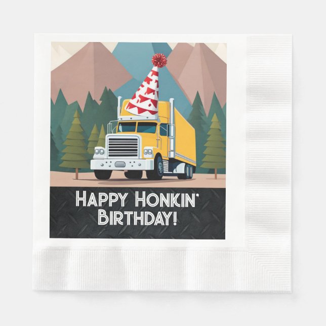 Serviette En Papier Camion Bonne fête d'anniversaire amusant équipemen (Devant)