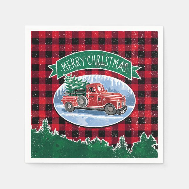 Serviette En Papier Camion Buffalo Plaid (Devant)