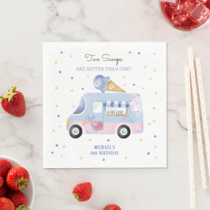 Serviette En Papier Camion crème glacée 2 scoops deuxième anniversaire
