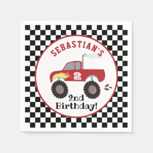 Serviette En Papier Camion Red Monster Anniversaire Camions de course 