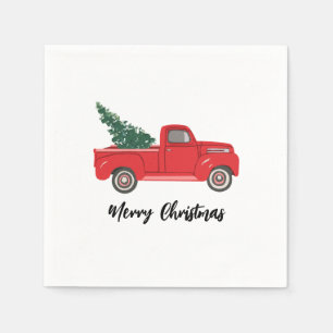 Serviette En Papier Camion rouge avec peinture artistique
