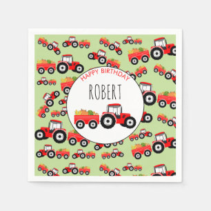 Serviette En Papier Camion rouge Camion de production Anniversaire