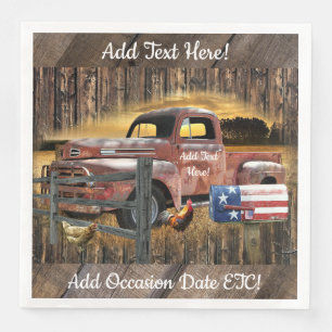 Serviette En Papier Camion rouge Vintage Camion rouge Camion agricole