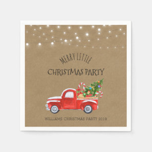 Serviette En Papier Camion rouge vintage et fête de Noël Arbre Napkin