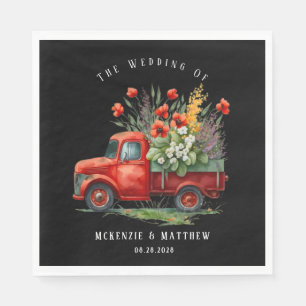 Serviette En Papier Camion vintage avec Mariage Red Poppies