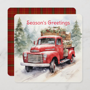 Serviette En Papier Camion vintage De Ferme Rouge Décoré Pour Noël