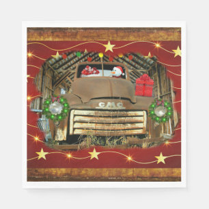 Serviette En Papier Camion vintage GMC Frosty Snowman Christmas Run