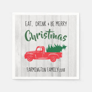 Serviette En Papier Camion Vintage rouge Russe Papier de Noël Napkin