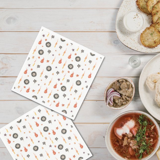 Serviette En Papier Camions Chauffeurs de course Aquarelle moderne Bla (Créateur téléchargé)