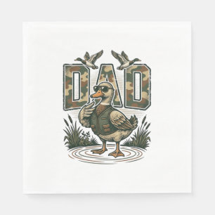 Serviette En Papier Camo Canard Papa Design T-Shirt Gravure Vintage_1