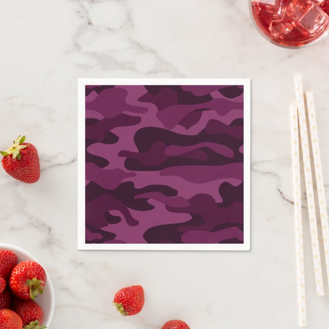 Serviette En Papier Camo de couleur violette tyrienne (En situation)