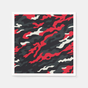 Serviette En Papier Camouflage blanc gris rouge Motif Camo