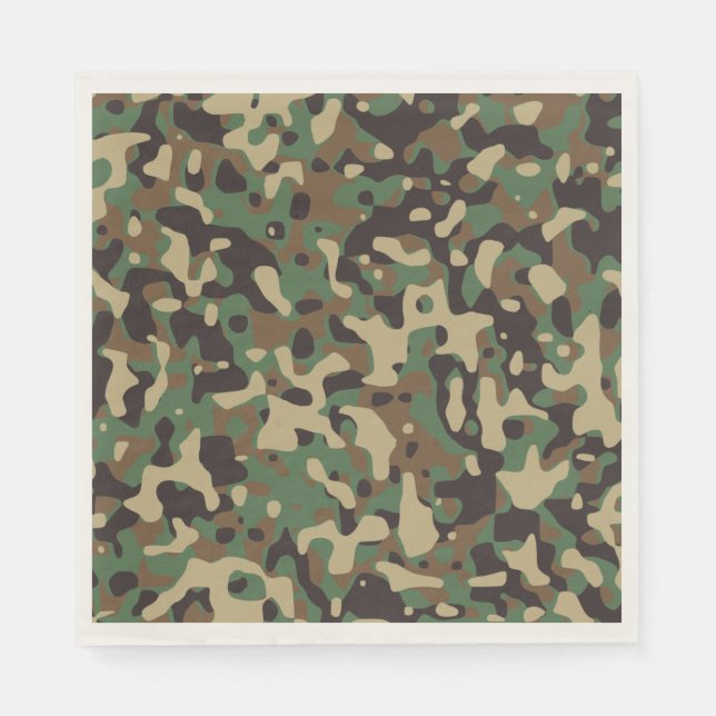 Serviette En Papier Camouflage Brown vert en bois. Camo votre (Devant)