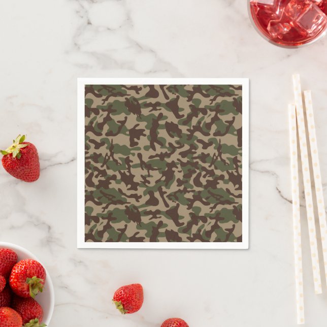 Serviette En Papier Camouflage en bois profond (En situation)