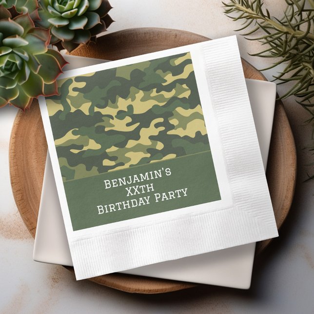 Serviette En Papier Camouflage militaire Anniversaire de fête Thème Pe (Personalized Birthday Napkins)