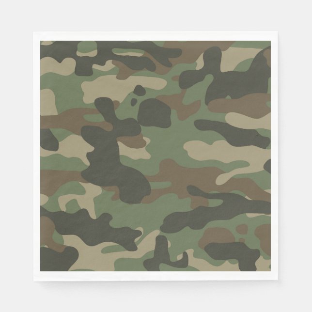Serviette En Papier Camouflage Vert Camo Motif de l'armée (Devant)