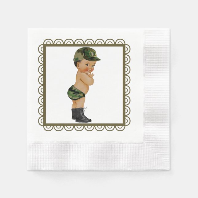 Serviette En Papier Camouflage vert de l'armée Papier bébé serviettes (Devant)