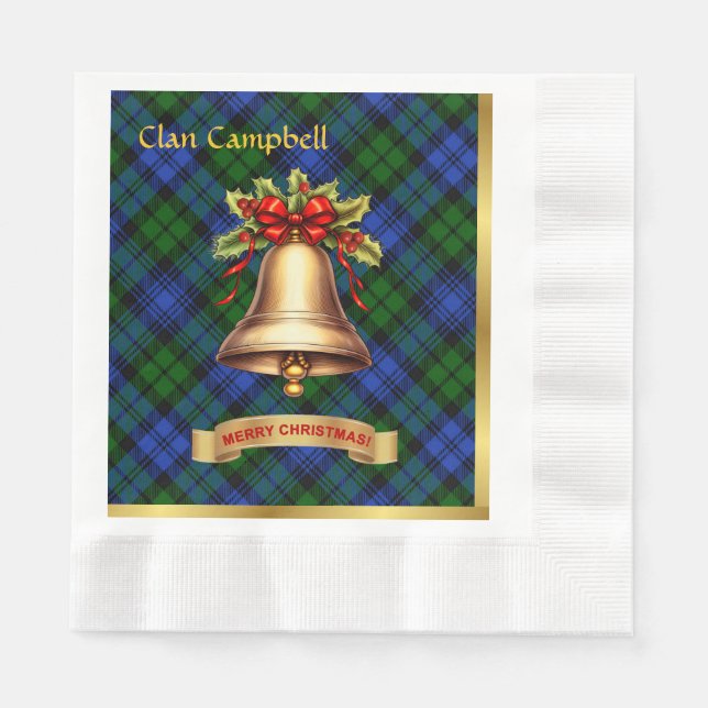 Serviette En Papier Campbell Personnalisé Tartan Christmas (Devant)