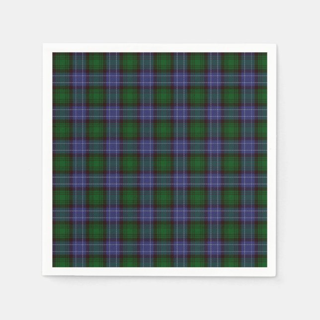 Serviette En Papier Campbell Tartan Green Plaid (Devant)