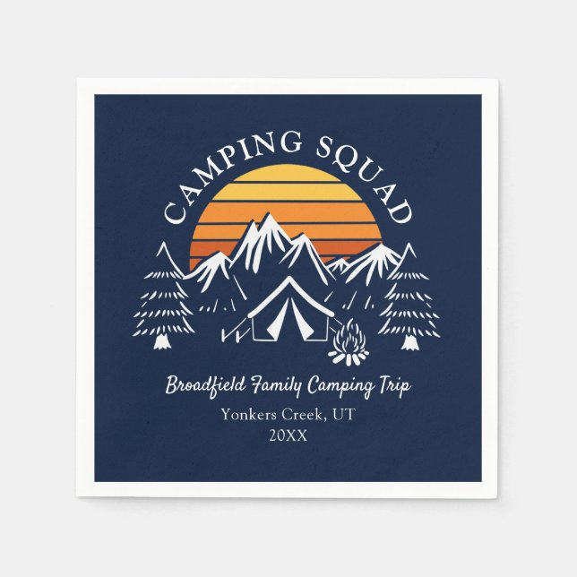 Serviette En Papier Camping Escouade jumelage famille vacances sur mes (Devant)