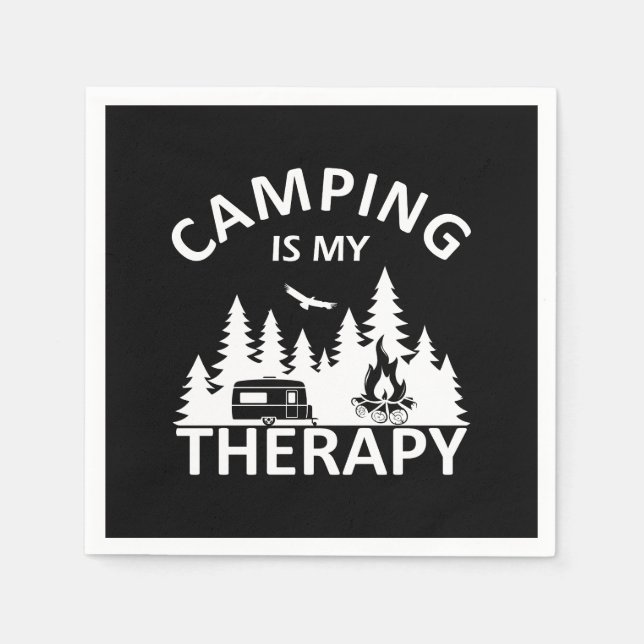 Serviette En Papier Camping est ma thérapie drôle slogan de camper (Devant)
