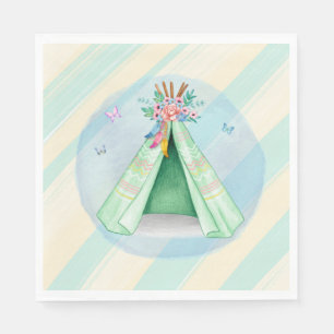 Serviette En Papier Camping Glamping Tente Verte Slepover À L'Extéri