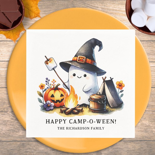 Serviette En Papier Camping Halloween Happy Camp-o-ween Cute Ghost (Créateur téléchargé)