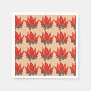Serviette En Papier Camping Red Orange Campfire Camp d'été