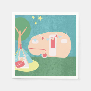 Serviette En Papier Camping Retro Party Stars Nuit Anniversaire