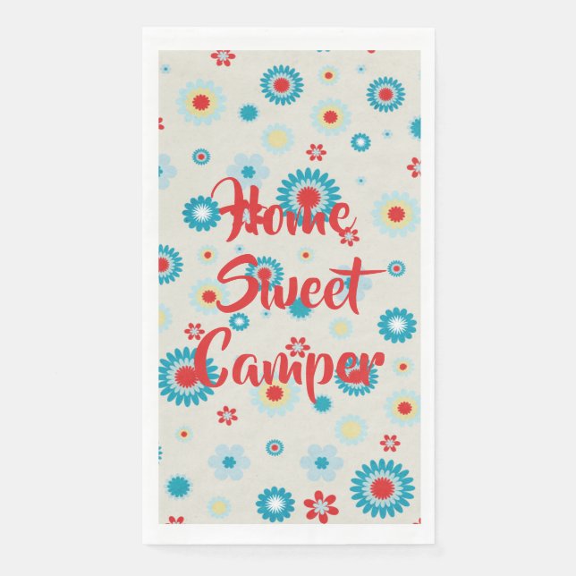 Serviette En Papier Camping rouge et Turquoise rétro (Devant)