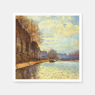 Serviette En Papier Canal St Martin par Sisley Impressionniste Peintur