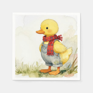 Serviette En Papier Canard à l'aquarelle en salopette