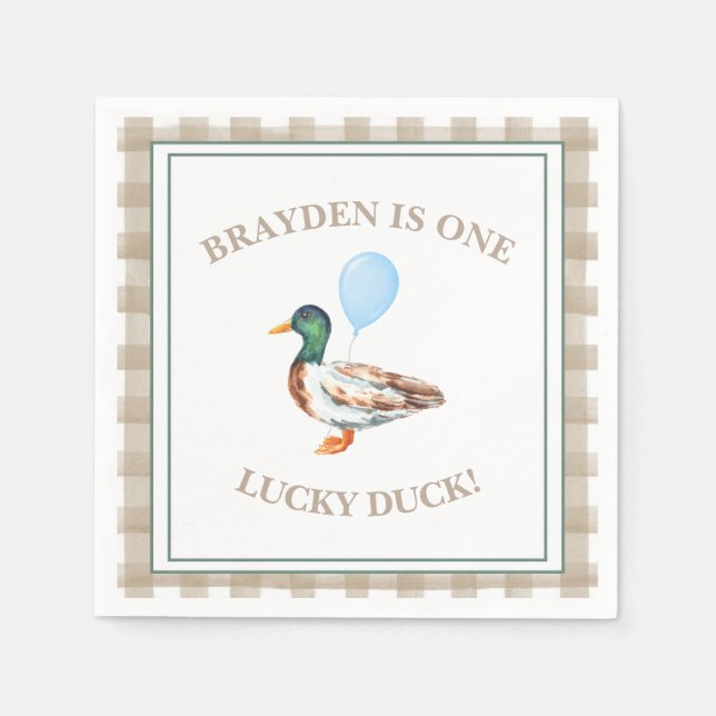 Serviette En Papier Canard Anniversaire Napkin (Devant)