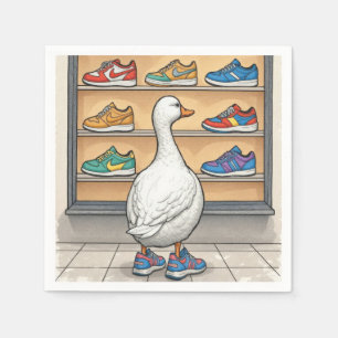 Serviette En Papier Canard blanc faisant du lèche-vitrines pour des ba