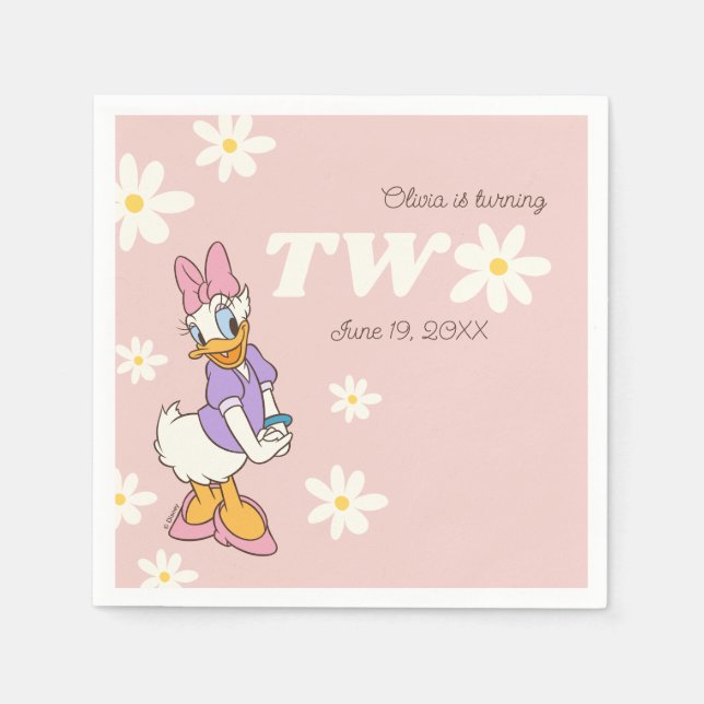 Serviette En Papier Canard de marguerite rétro | Daisy 2e anniversaire (Devant)